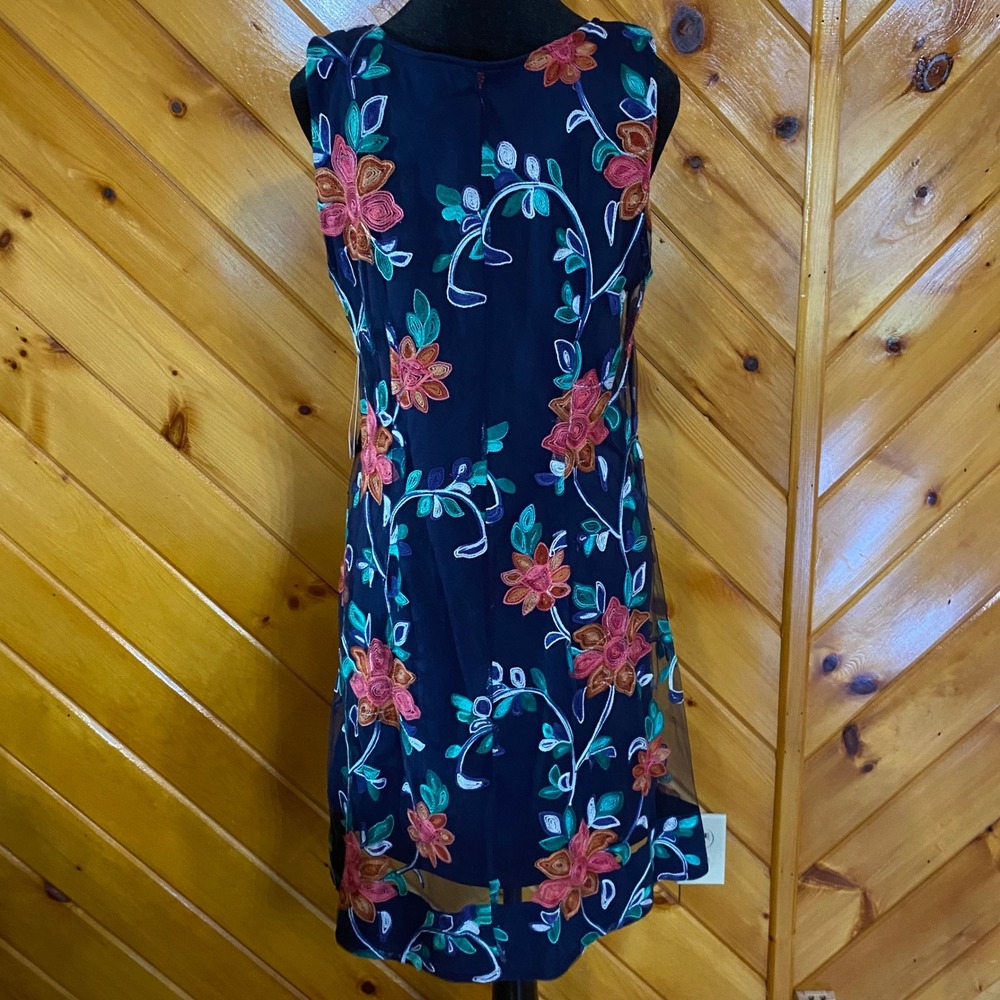 Robbie Bee NWT Petite Large Embroidered Floral Dress Sleeveless Party Flowers L